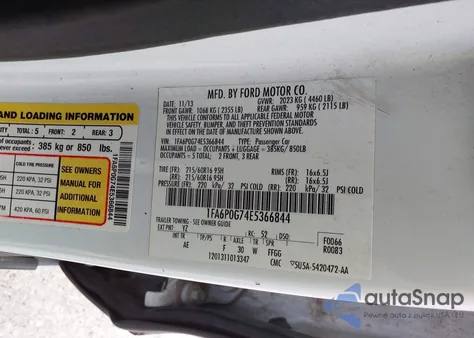 2014 Ford Fusion S from USA, damaged, VIN 1FA6P0G74E5366844